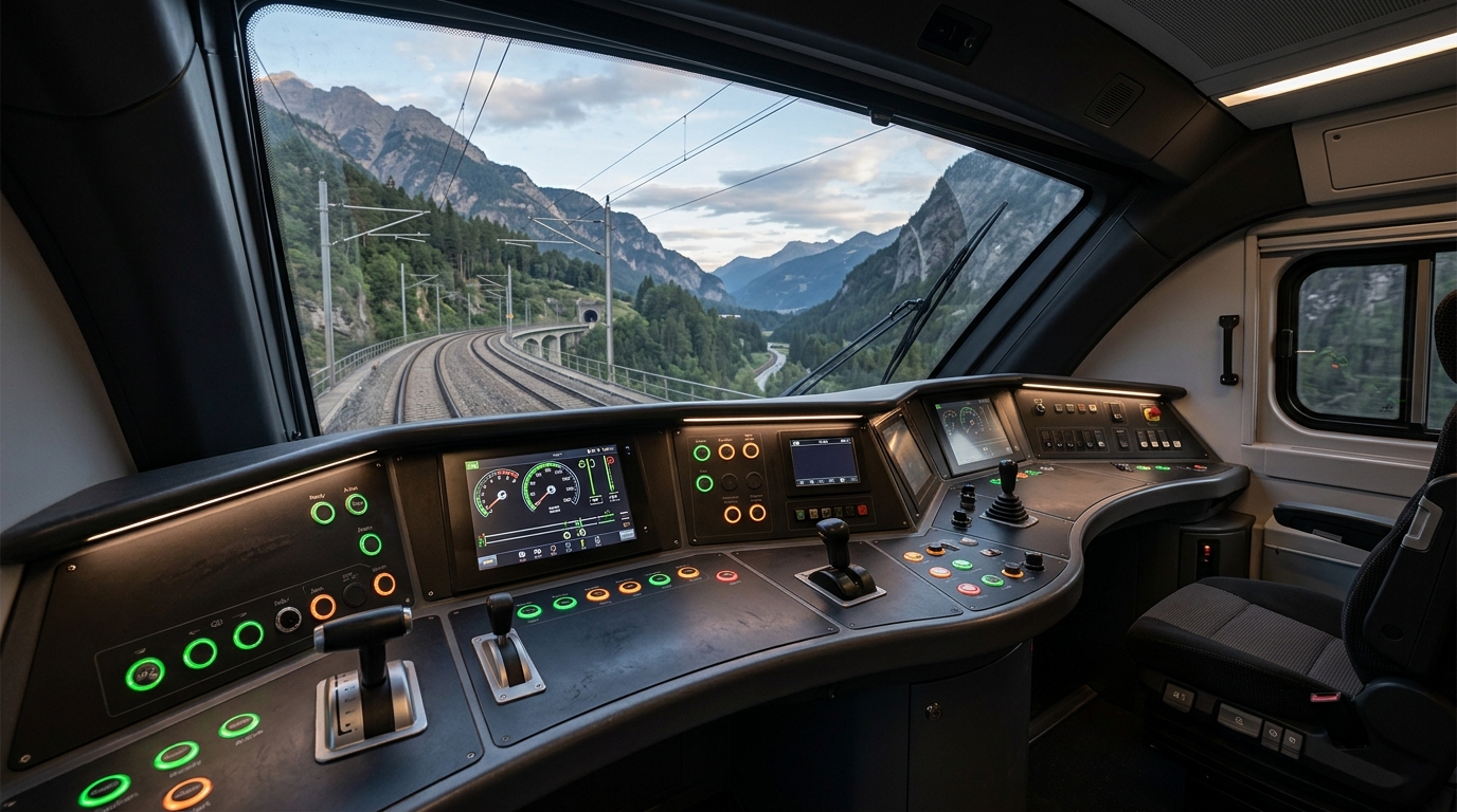 Modern Train Driver Cockpit and HMI Controls
